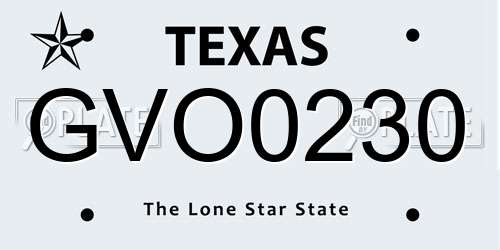 GVO0230 Texas License Plate