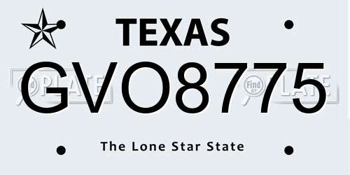 GVO8775 Texas License Plate