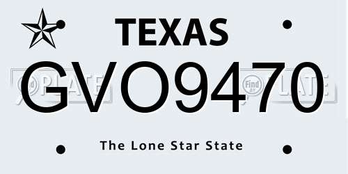 GVO9470 Texas License Plate