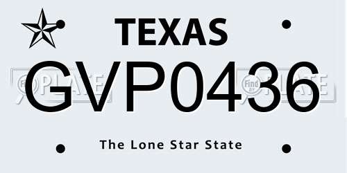 GVP0436 Texas License Plate