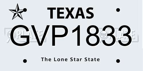 GVP1833 Texas License Plate