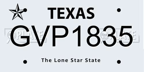 GVP1835 Texas License Plate