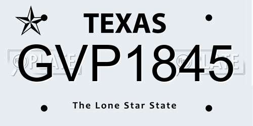 GVP1845 Texas License Plate