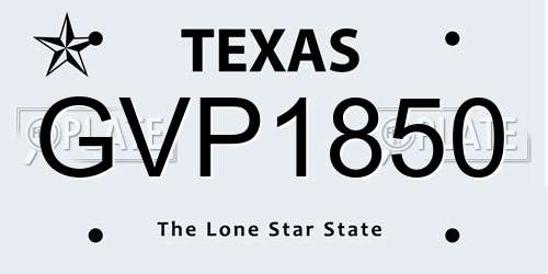 GVP1850 Texas License Plate
