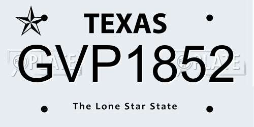 GVP1852 Texas License Plate