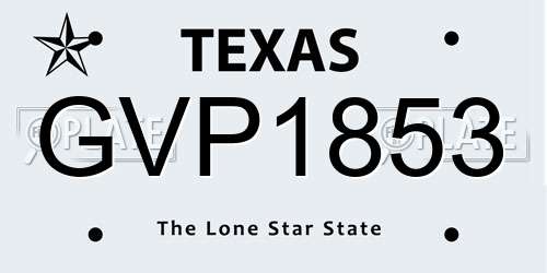 GVP1853 Texas License Plate
