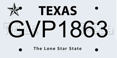 GVP1863 Texas License Plate