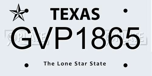 GVP1865 Texas License Plate