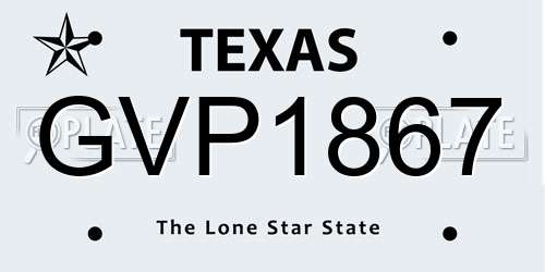 GVP1867 Texas License Plate