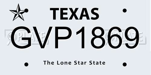 GVP1869 Texas License Plate