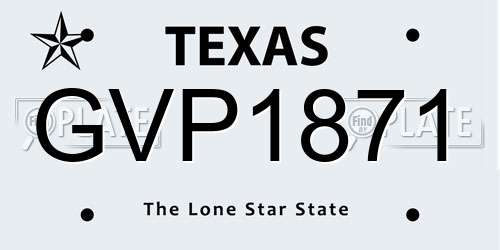 GVP1871 Texas License Plate