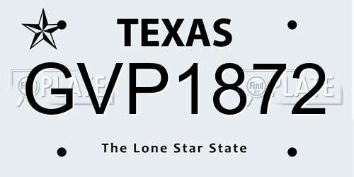 GVP1872 Texas License Plate