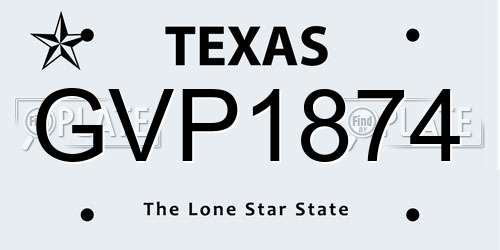 GVP1874 Texas License Plate