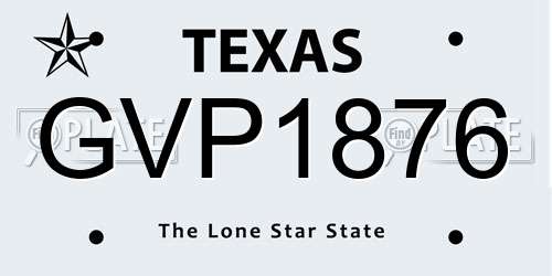 GVP1876 Texas License Plate