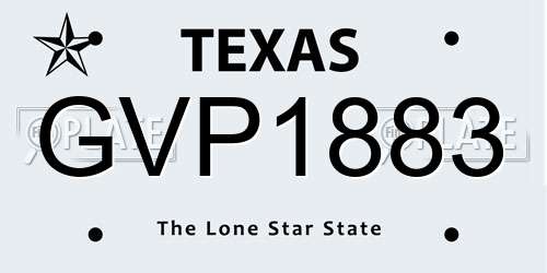 GVP1883 Texas License Plate