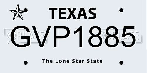 GVP1885 Texas License Plate