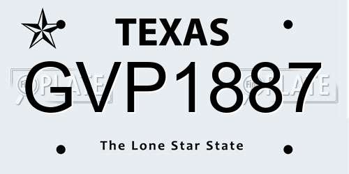 GVP1887 Texas License Plate