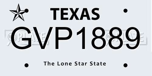 GVP1889 Texas License Plate
