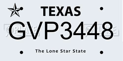 GVP3448 Texas License Plate