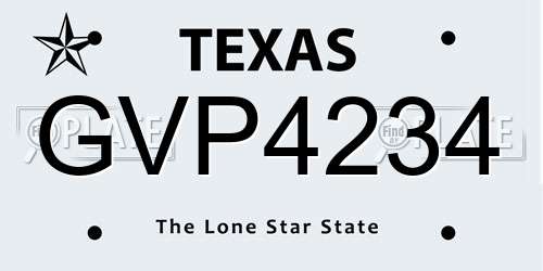 GVP4234 Texas License Plate