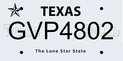 GVP4802 Texas License Plate