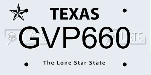 GVP660 Texas License Plate
