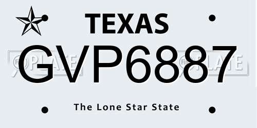 GVP6887 Texas License Plate