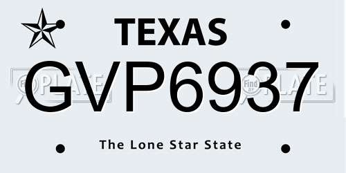 GVP6937 Texas License Plate