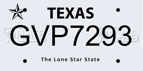 GVP7293 Texas License Plate