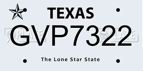 GVP7322 Texas License Plate