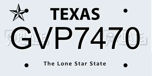 GVP7470 Texas License Plate