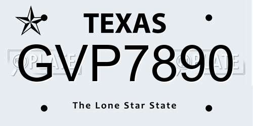 GVP7890 Texas License Plate