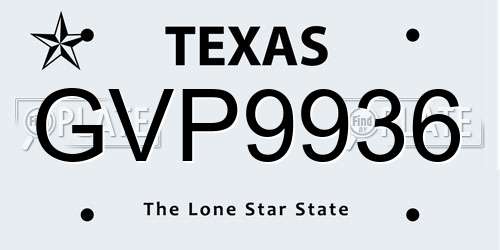 GVP9936 Texas License Plate