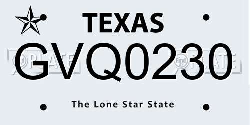 GVQ0230 Texas License Plate