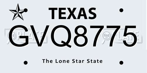 GVQ8775 Texas License Plate