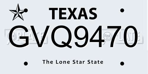 GVQ9470 Texas License Plate