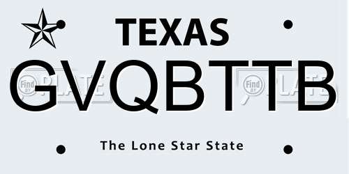 GVQBTTB Texas License Plate