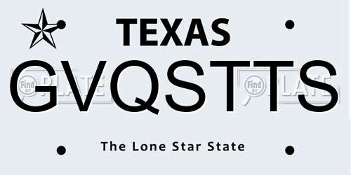 GVQSTTS Texas License Plate