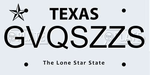 GVQSZZS Texas License Plate