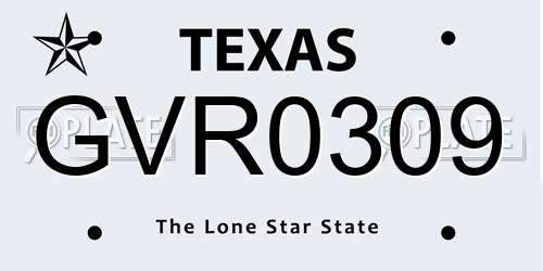 GVR0309 Texas License Plate