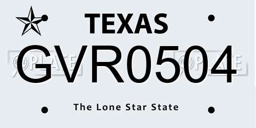 GVR0504 Texas License Plate