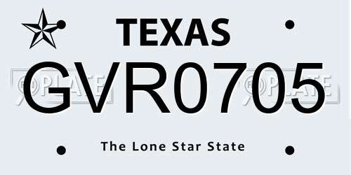 GVR0705 Texas License Plate