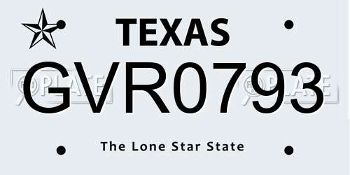 GVR0793 Texas License Plate