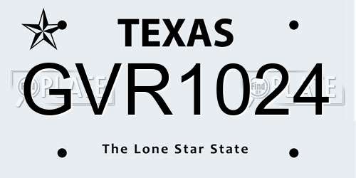 GVR1024 Texas License Plate