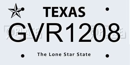 GVR1208 Texas License Plate