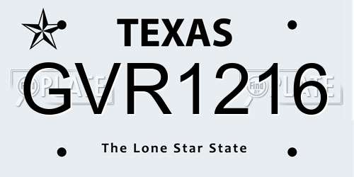 GVR1216 Texas License Plate