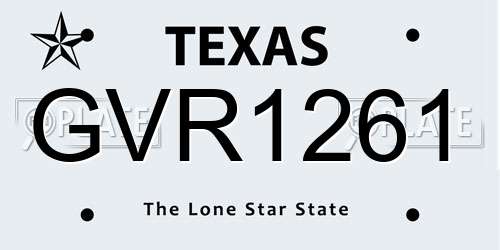 GVR1261 Texas License Plate