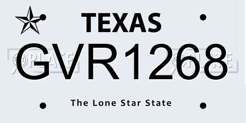 GVR1268 Texas License Plate