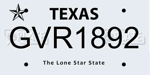 GVR1892 Texas License Plate