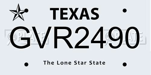 GVR2490 Texas License Plate